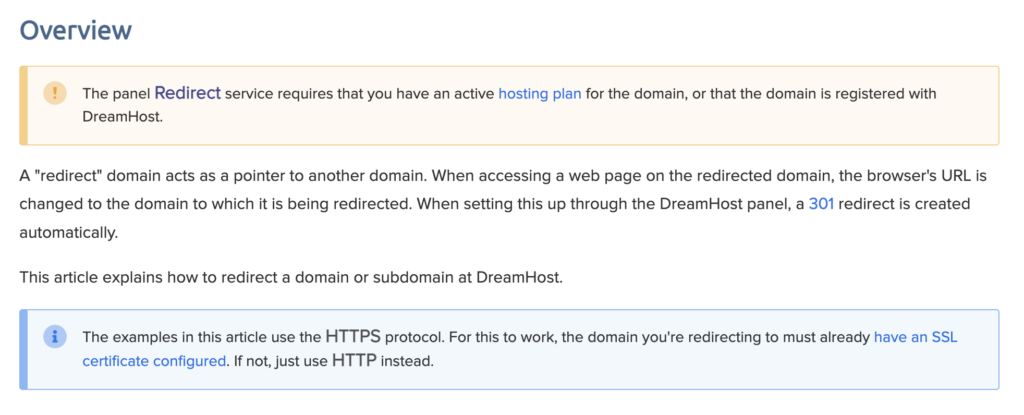 DreamHost domain redirect