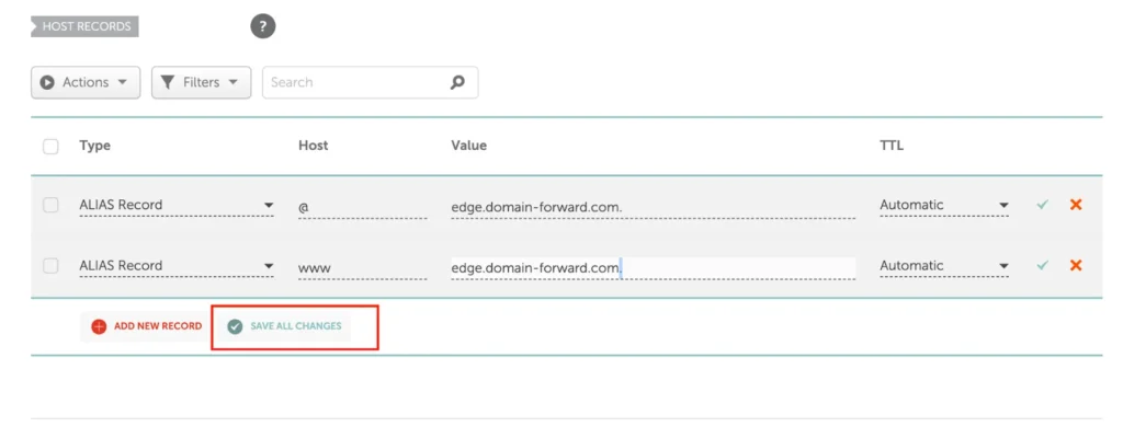 Namecheap save all changes in the  adavanced DNS configuration view
