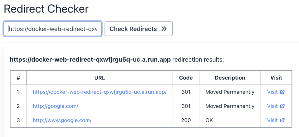 Cloud run domain redirect test with auto-generated domain